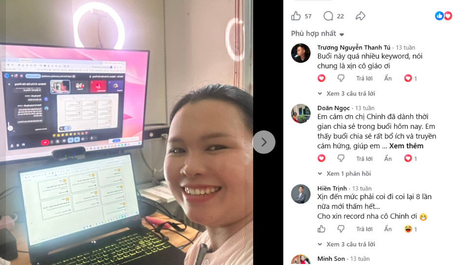 Phản hồi sau buổi chia sẻ của Chinh — hình ảnh từ chương trình do Chinh thực hiện
